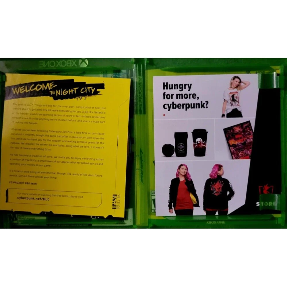CYBERPUNK 2077 DAY ONE (Xbox One) CIB Inserts Map Postcards Stickers Compendium